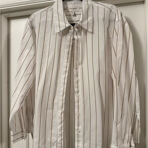Banana Republic White and Brown Striped Dress Shirt